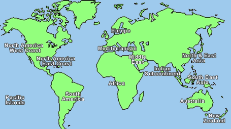 Labeled World  on World Map